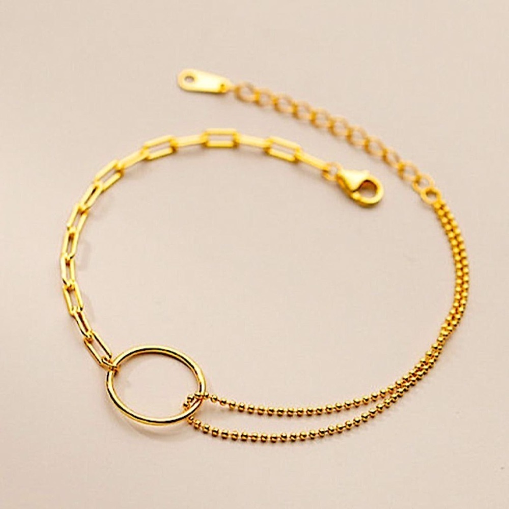 Rose Gold Plated Minimalist Bracelet, Irregular, Geometric, Dainty
